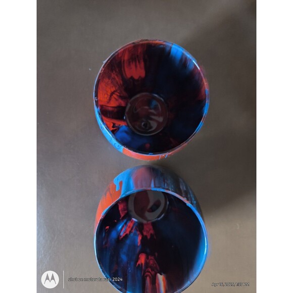 Set of 2 Tie Dye Wine Glasses Art Deco - Picture 4 of 5